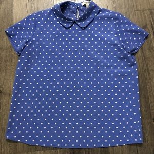 Forever21 periwinkle polka dot collared blouse Sm